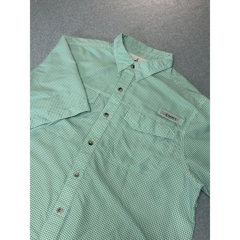 Habit Shirt Mens Large‎ Green Checkered Fishing Shirt 40+ Solar Factor Vented